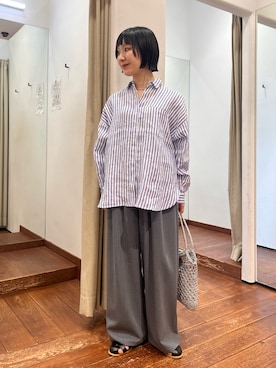 「URBAN RESEARCH（アーバンリサーチ）のdecor『デコール』　Cut beads necklace（ネックレス、ブラック系）」を使った、久木 美音さん（レディース・157cm）の春コーディネート