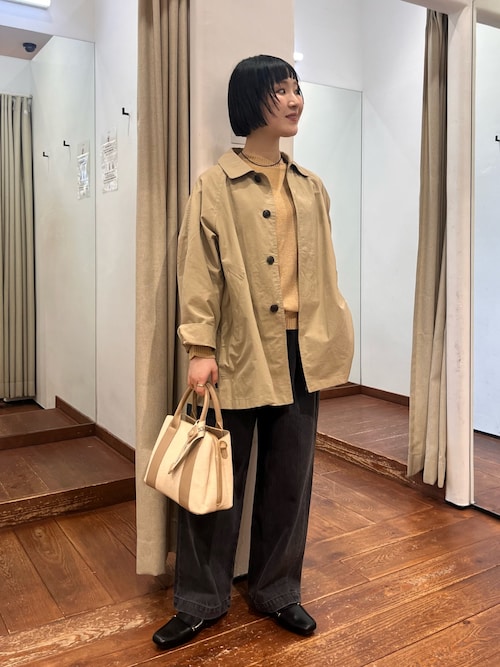 FORK&SPOON　ステンカラーテントコート　ベージュ DOORS グランフロント大阪久木 美音さんのステンカラーコートを使った