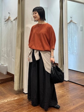 「POMTATA（ポンタタ）のPOMTATA　OTIS envan tote S（ハンドバッグ）」を使った、久木 美音さん（レディース・157cm）の夏コーディネート