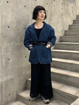 「URBANRESEARCH」｜「アイテム（デニムジャケット）」を使った、mion hisakiさん（レディース・157cm）の冬コーディネート