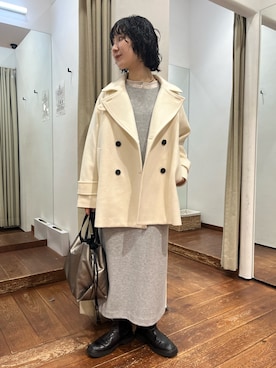 「アイテム（ワンピース）」を使った、久木 美音さん（レディース・157cm）の冬コーディネート