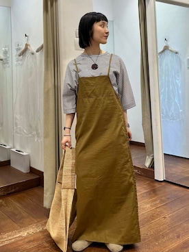 「Lee（リー）の『別注』Lee×DOORS　キャミワンピース（ワンピース）」を使った、久木 美音さん（レディース・157cm）の夏コーディネート