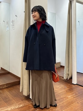 「URBAN RESEARCH（アーバンリサーチ）のアイテム（スカート）」を使った、久木 美音さん（レディース・157cm）の冬コーディネート