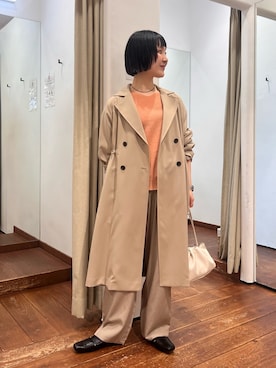 「URBAN RESEARCH（アーバンリサーチ）の『撥水/UVカット』ドロストトレンチコート（トレンチコート、ベージュ系）」を使った、久木 美音さん（レディース・157cm）の春コーディネート