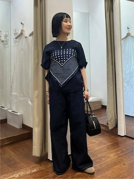 「SMELLY（スメリー）のアイテム（ピアス（両耳用））」を使った、久木 美音さん（レディース・157cm）の夏コーディネート