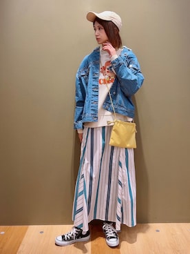 「マキシスカート」｜「アイテム（ブルゾン）」を使った、YU-HAさん（レディース・163cm）の冬コーディネート