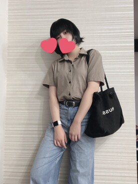 「アイテム（デジタル腕時計、ホワイト系）」を使った、はつねさん（レディース・152cm）の秋コーディネート