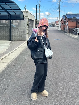 「moment+（モーメントプラス）のアイテム（ジャケット/アウター）」を使った、桃美さん（レディース・157cm）の冬コーディネート