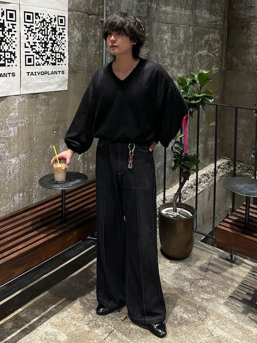 セイト　seyto /ブリーチフェードVネックスウェットトップス Bleach-fade V-neck sweat top ブリーチフェードVネック