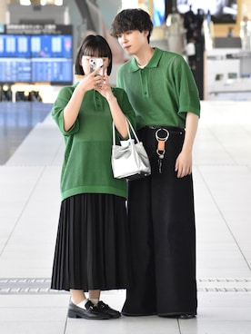 「半袖」｜「アイテム（財布/小物）」を使った、おだまや  さん（メンズ・171cm）の春コーディネート