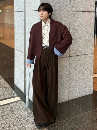 「Forte(-)のWest Side Modern Vintage Like Tailored Baggy Pants/ウエストサイドモダンヴィンテージライクテーラードバギーパンツ(スラックス)」を使った、おだまや さん(メンズ・172cm)の秋コーディネート