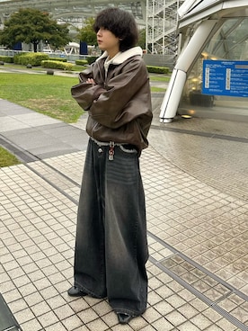 「アイテム（ライダースジャケット）」を使った、おだまや  さん（メンズ・171cm）の秋コーディネート