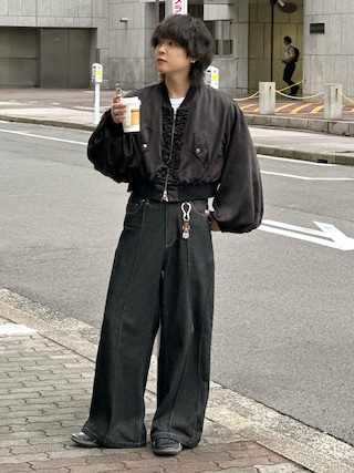 本日限定　seyto サイズ2 / サテンフリルショートボンバージャケット seyto（セイト）の「Satin frill short bomber jacket / サテン