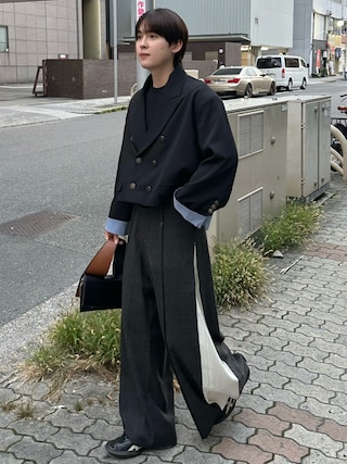 「TONER(トナー)のバイカラーブロックハンドルバッグ/ロゴプレート付き(ハンドバッグ)」を使った、おだまや さん(メンズ・172cm)の秋コーディネート