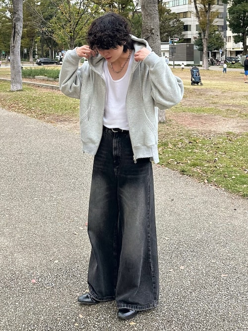 MASONPRINCE ワイドフレアデニム MASONPRINCE ジーンズ サイドベルト ワイドフレアデニムパンツ