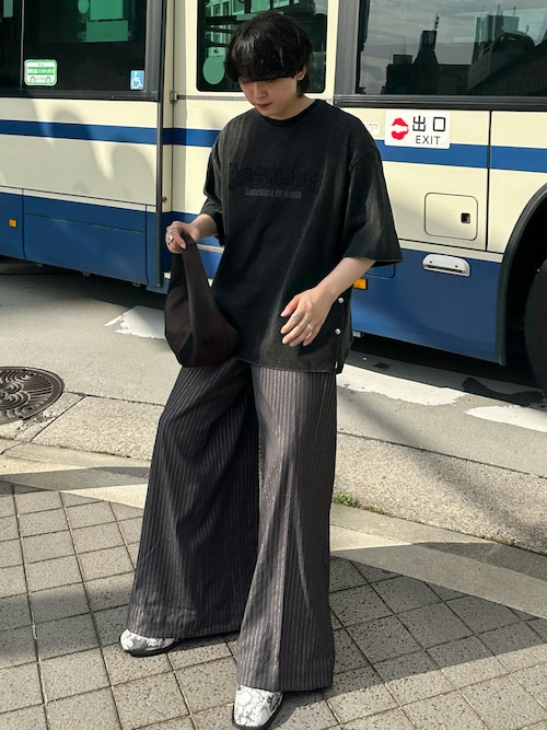 Lame stripe wide straight pants / ラメストライプワイド