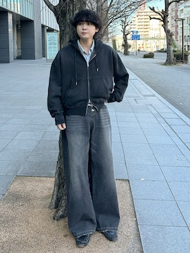 「アイテム（パーカー）」を使った、おだまや  さん（メンズ・171cm）の冬コーディネート