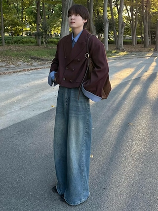 「WYM LIDNM（ウィム バイ リドム）のMICRO SPAN CROPPED SHIRT（シャツ/ブラウス）」を使った、おだまや  さん（メンズ・172cm）の秋コーディネート