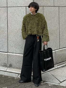 「Mr.Creape新作ニットポロのMr.Creape新作ニットポロ（ポロシャツ、ブラック系）」を使った、おだまや  さん（メンズ・172cm）の春コーディネート