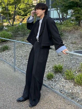 「WYM LIDNM(ウィム バイ リドム)のCUT-OFF HEM STRIPE SHIRT(シャツ/ブラウス)」を使った、おだまや さん(メンズ・172cm)の秋コーディネート