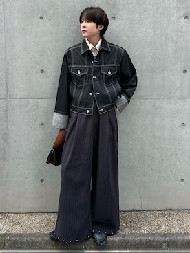 「Mr.Creape(9.19発売)のアイテム（パンツ、ブラック系）」を使った、おだまや  さん（メンズ・172cm）の秋コーディネート