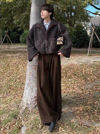 「WYM LIDNM(ウィム バイ リドム)のCUT-OFF HEM STRIPE SHIRT(シャツ/ブラウス)」を使った、おだまや さん(メンズ・172cm)の秋コーディネート