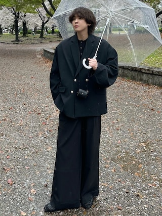 「remer（リメール）の【セットアップ対応】loose basic double tailored jacket / ルーズベーシックダブルテーラードジャケット（テーラードジャケット）」を使った、おだまや  さん（メンズ・172cm）の春コーディネート