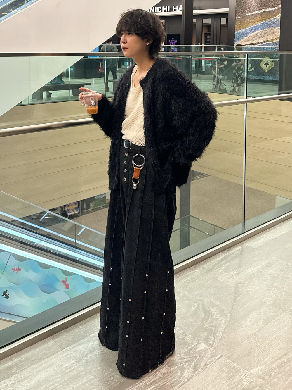 seyto（セイト）の「Studs pin stripe wide flare denim pants