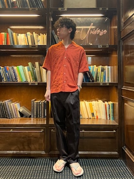 「NANO universe（ナノユニバース）のアイテム（パンツ、ブラウン系）」を使った、Kenh  さん（メンズ・177cm）の夏コーディネート