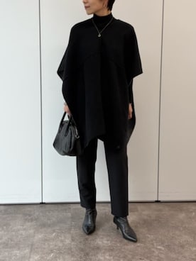「BEARDSLEY（ビアズリー）のスリムウエストリブパンツ（その他パンツ、ブラック系）」を使った、BEARDSLEYさん（レディース・154cm）の夏コーディネート