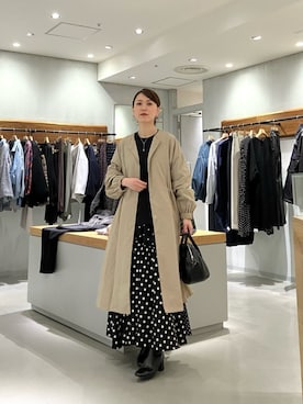 「アイテム（ノーカラーコート）」を使った、BEARDSLEYさん（レディース・155cm）の冬コーディネート