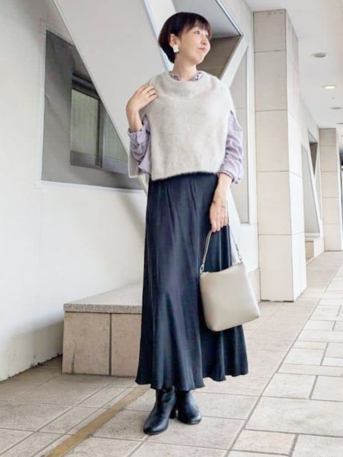 Beardsley  紺　スカート　タグつき ビアズリー BEARDSLEY シルクバイヤスフレアスカート （black