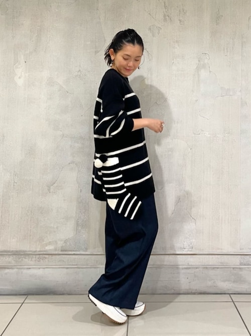 ビアズリー マルチウエストリブパンツ インディゴブルー セール