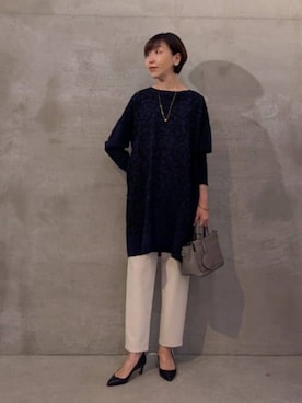 「BEARDSLEY（ビアズリー）のミニハンドバッグ（ハンドバッグ、グレー系）」を使った、BEARDSLEYさん（レディース・158cm）の秋コーディネート