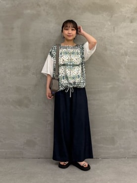 「BEARDSLEY（ビアズリー）のトゥリングサンダル（Sandals、ブラック系）」を使った、BEARDSLEYさん（レディース・154cm）の春コーディネート