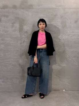 「BEARDSLEY（ビアズリー）の《9/23(火)12時予約開始》ミニハンドバッグ（Handbag、ブラック系）」を使った、BEARDSLEYさん（レディース・154cm）の春コーディネート