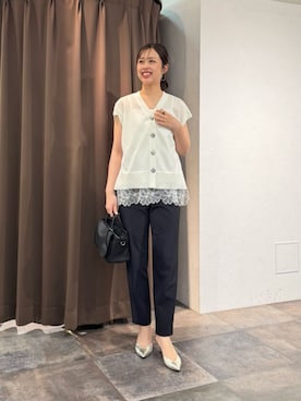 「BEARDSLEY（ビアズリー）のアイテム（パンツ）」を使った、BEARDSLEYさん（レディース・158cm）の春コーディネート