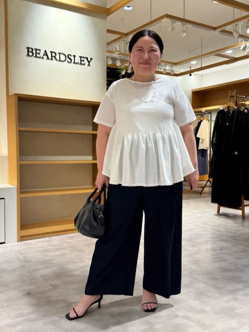 ビアズリー　ギャザーペプラムTee 手洗い可　半袖 BEARDSLEY（ビアズリー） tシャツ ギャザーペプラムTee レディース