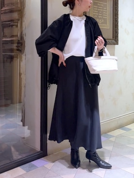 「アイテム（ノーカラージャケット）」を使った、BEARDSLEYさん（レディース・154cm）の冬コーディネート