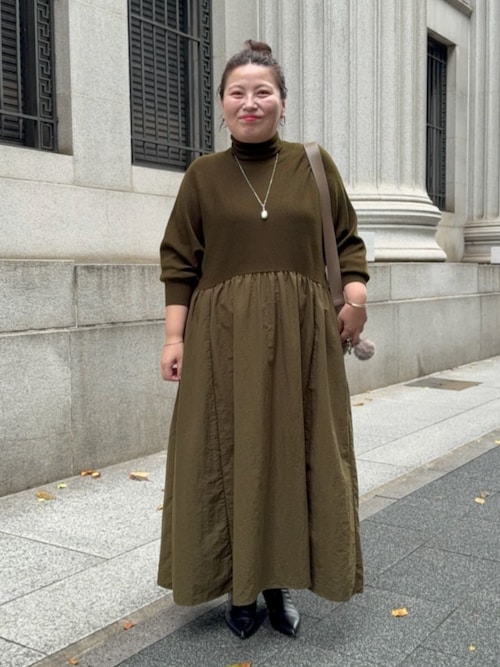 新品タグ付きBEARDSLEY(ビアズリー)ドットニットコンビギャザーワンピース ドットギャザーワンピース （ロング・マキシ丈ワンピース