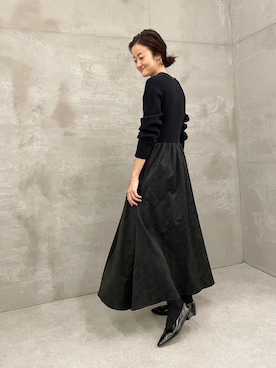 「BEARDSLEY（ビアズリー）のリブニットコンビジャカードワンピース」を使った、BEARDSLEYさんのコーディネート