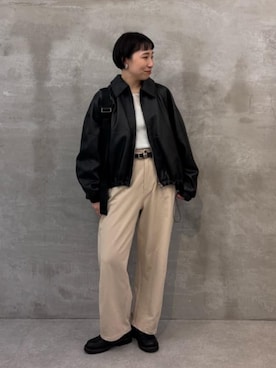 「BEARDSLEY（ビアズリー）のアイテム（ブルゾン）」を使った、BEARDSLEYさん（レディース・157cm）の冬コーディネート