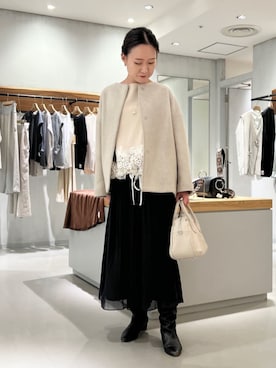 「アイテム（ノーカラーコート）」を使った、BEARDSLEYさん（レディース・153cm）の秋コーディネート