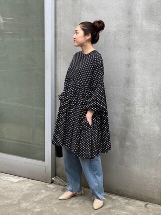 ビアズリー》ドットギャザーチュニックを使った人気ファッション