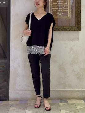 「BEARDSLEY（ビアズリー）のアイテム（パンツ）」を使った、BEARDSLEYさん（レディース・154cm）の春コーディネート