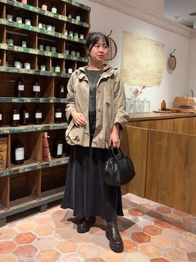 「スカートコーデ」｜「アイテム（ブルゾン）」を使った、BEARDSLEYさん（レディース・154cm）の秋コーディネート