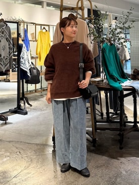 「BEARDSLEY（ビアズリー）の《9/23(火)12時予約開始》ミニレザーボディバッグ（ショルダーバッグ、ブラック系）」を使った、BEARDSLEYさん（レディース・158cm）の秋コーディネート
