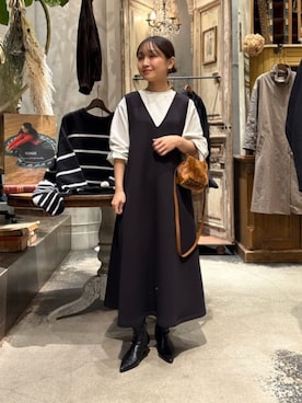 「アイテム（ジャンパースカート）」を使った、BEARDSLEYさん（レディース・149cm）の冬コーディネート