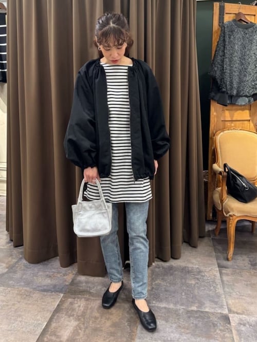 イニシャル入りボーダーチュニック(Tシャツ/カットソー)|BEARDSLEY イニシャル入りボーダーチュニック(Tシャツ/カットソー)|BEARDSLEY