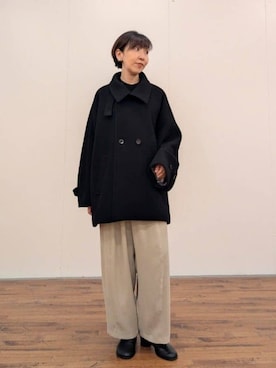 「BEARDSLEY（ビアズリー）のフェイクスエードバレルパンツ（その他パンツ、グレー系）」を使った、BEARDSLEYさん（レディース・158cm）の秋コーディネート